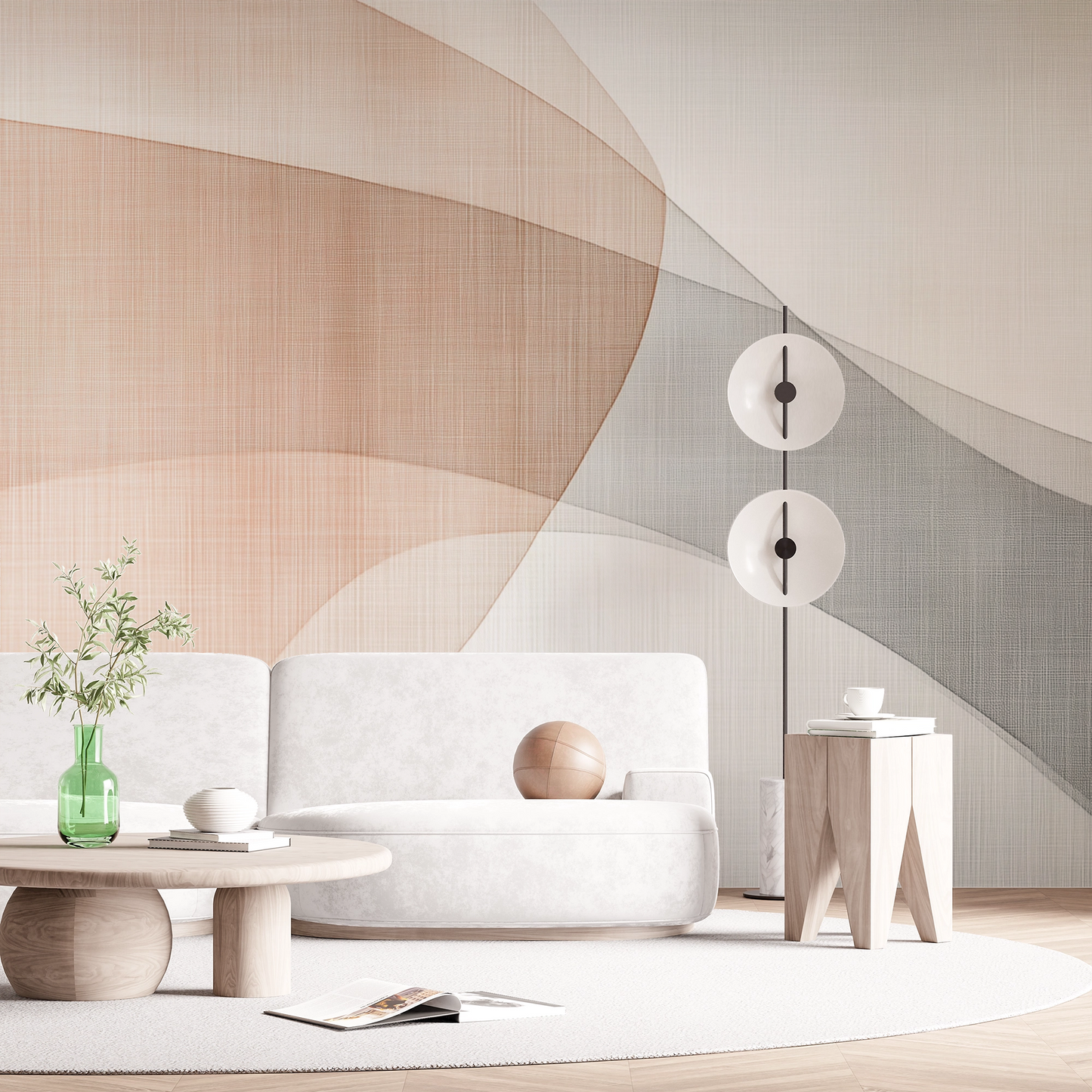 Harmonische Strömung – Moderne Design-Tapete mit Sandtönen & organischen Formen