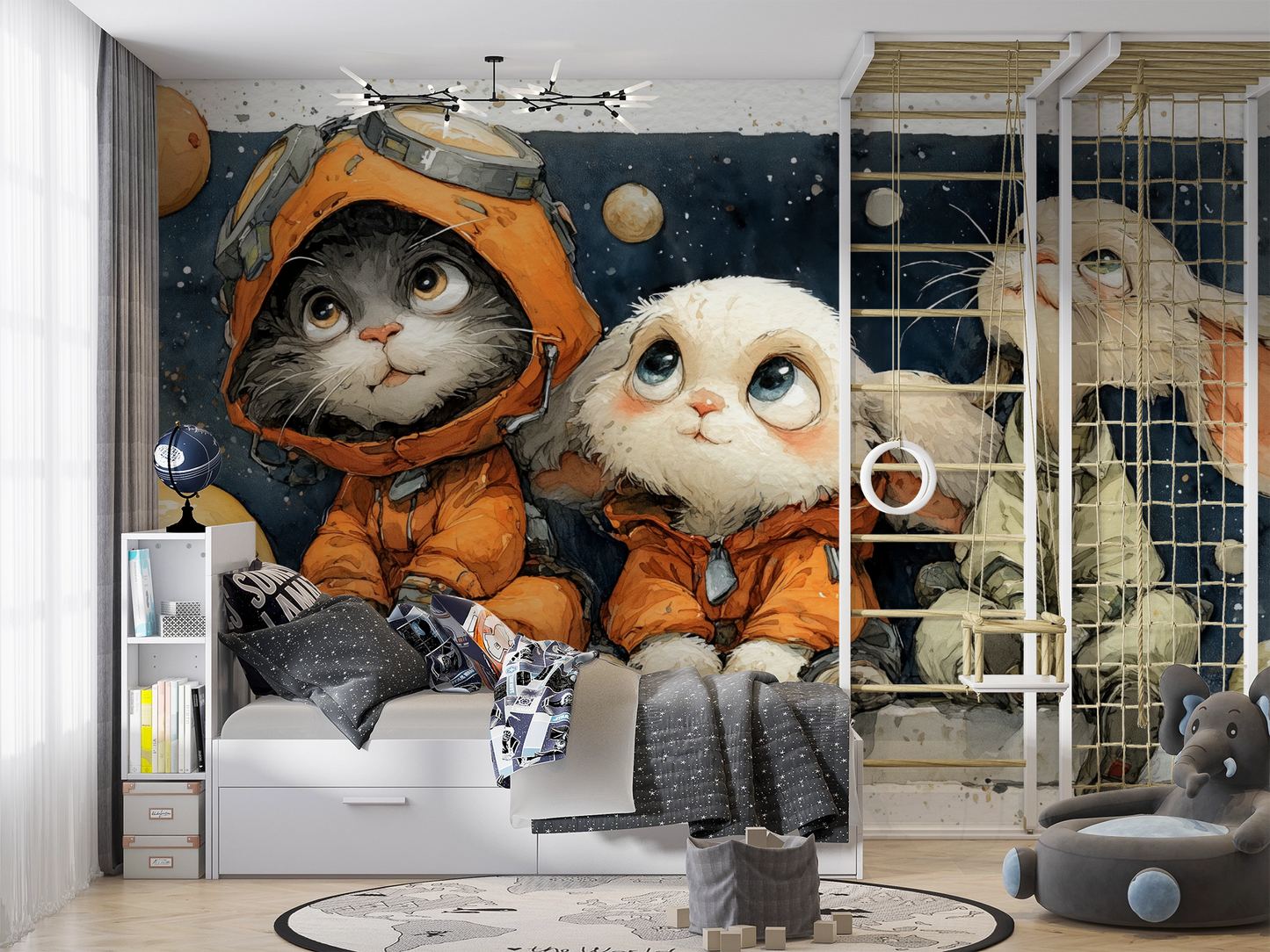 Cosmo Crew – Digitale Kindertapete mit tierischer Astronautenbande
