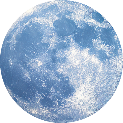 Luna – Runder Dot mit fotorealistischem Vollmond in Blau