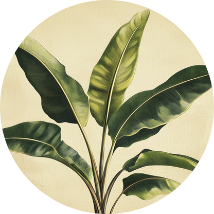 Banana Breeze – Runder Wandsticker mit tropischer Blattillustration