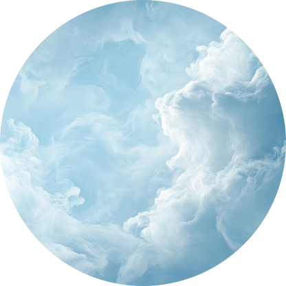 Cloud Bloom – Runder Wandsticker mit pastellfarbener Wolkenkomposition