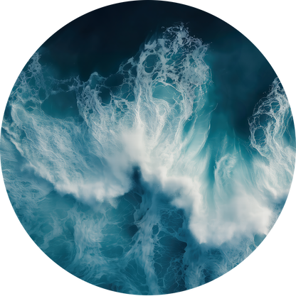 Ocean Pulse – Runder Wandsticker mit abstrakter Meeresenergie