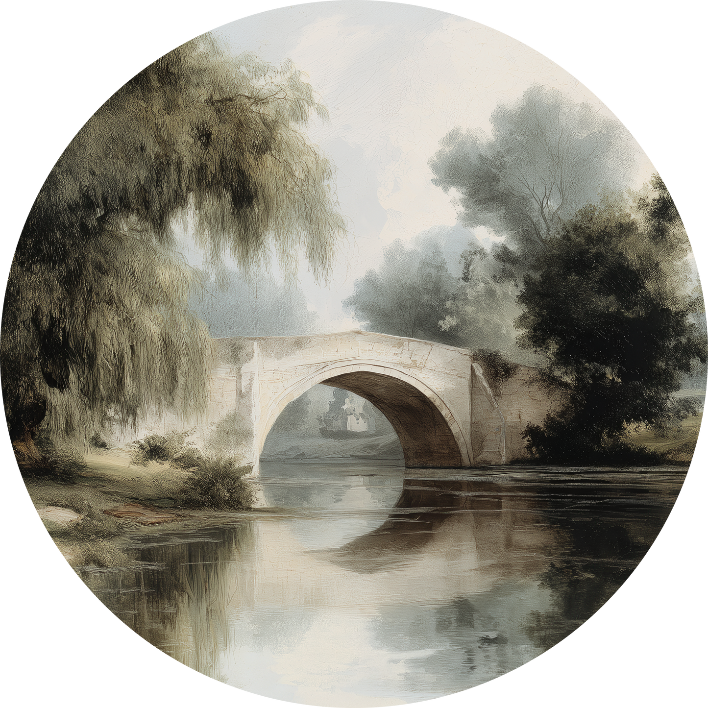 Runder Wandsticker Reflection – Landschaftsdesign für stilvolle Wohnräume | Wall of Nova