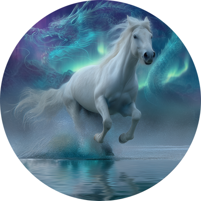 Wandsticker selbstklebend „Dot“ – Mystisches Pferd & Drachenmotiv im Kreisdesign  | Wall of Nova