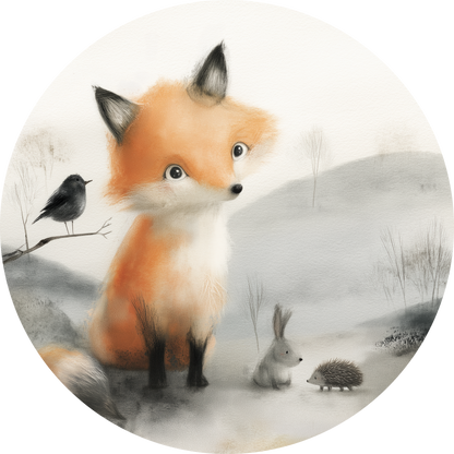 Wandsticker selbstklebend „Dot“ – Niedlicher Fuchs im Kreisdesign fürs Kinderzimmer | Wall of Nova