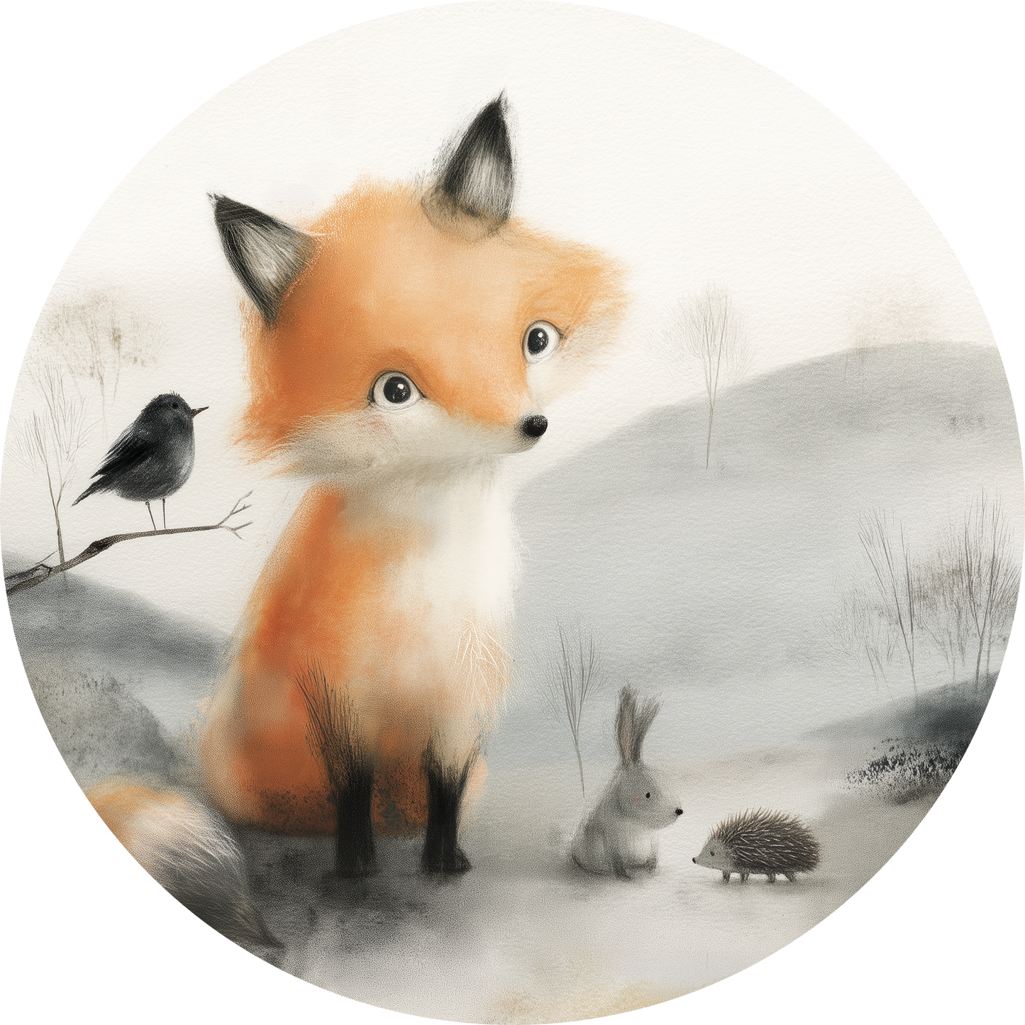 Wandsticker selbstklebend „Dot“ – Niedlicher Fuchs im Kreisdesign fürs Kinderzimmer | Wall of Nova