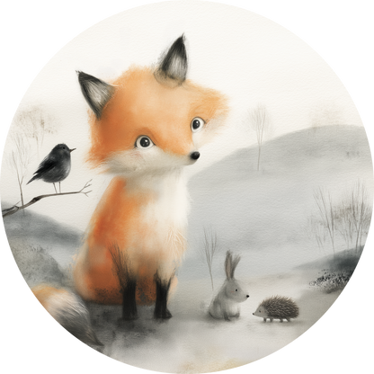 Wandsticker selbstklebend „Dot“ – Niedlicher Fuchs im Kreisdesign fürs Kinderzimmer | Wall of Nova