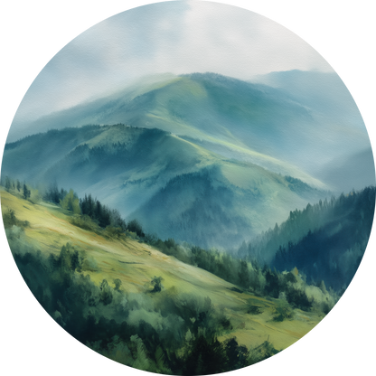 Mountain Mist – Selbstklebender Wandsticker mit Berglandschaft | Wall of Nova