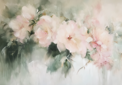 Selbstklebende Aquarell-Tapete mit floralen Rosé-Elementen auf Vlies – sanftes Design für feminine Räume.
