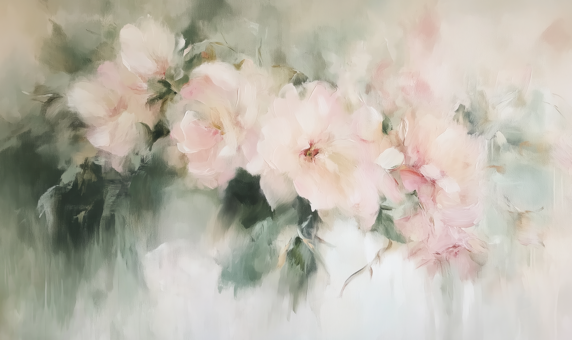 Selbstklebende Aquarell-Tapete mit floralen Rosé-Elementen auf Vlies – sanftes Design für feminine Räume.