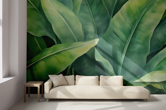 Tropical Leaves – Self-adhesive wallpaper with banana leaves in soft green