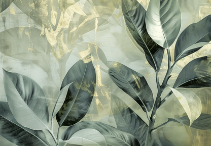 Botanical Texture – Selbstklebende Tapete mit Blattmotiv in Salbeigrün