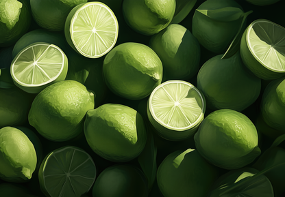Lime Garden – Frische Digitaltapete mit Limettenmotiv für Küche & Wohnbereich