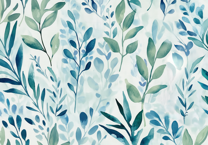 Flow – Digitale Tapete mit Aquarell-Design aus Eukalyptus, Nebel & Naturtönen