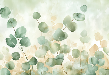 Eucalyptus Breeze – Digitale Vliestapete mit Eukalyptus-Motiv in sanften Grüntönen