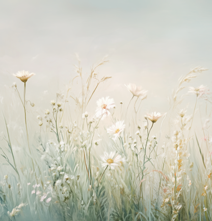 Wiesentraum – Digitale Tapete mit Sommerwiese in Pastell