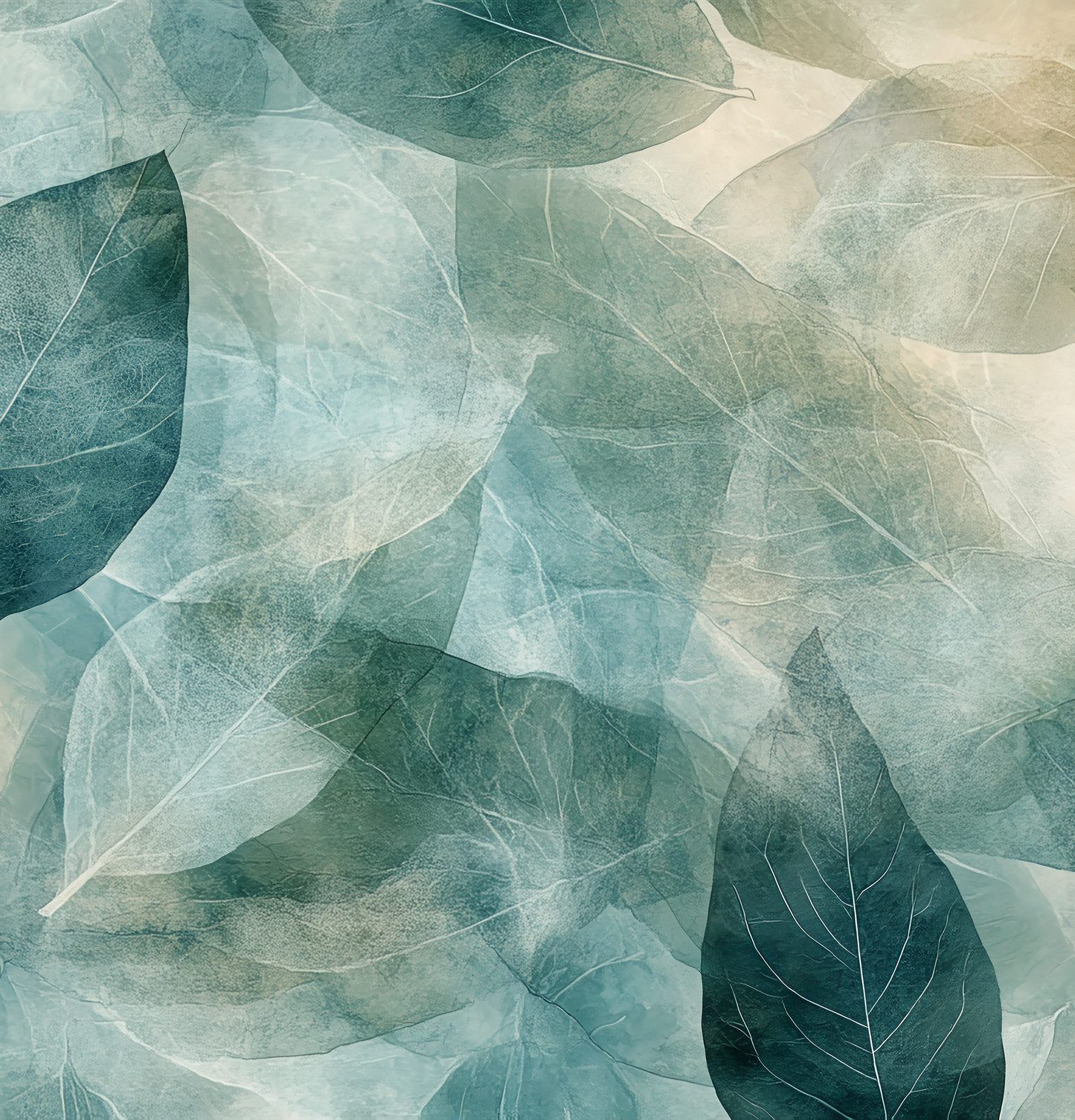 Schichten der Natur – Selbstklebende Tapete mit Blättermotiv in Blau und Sand