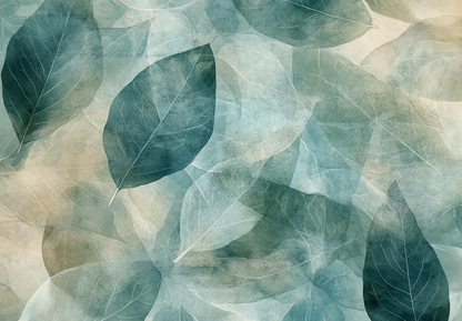 Schichten der Natur – Selbstklebende Tapete mit Blättermotiv in Blau und Sand