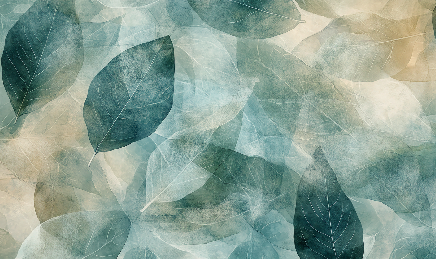 Schichten der Natur – Selbstklebende Tapete mit Blättermotiv in Blau und Sand
