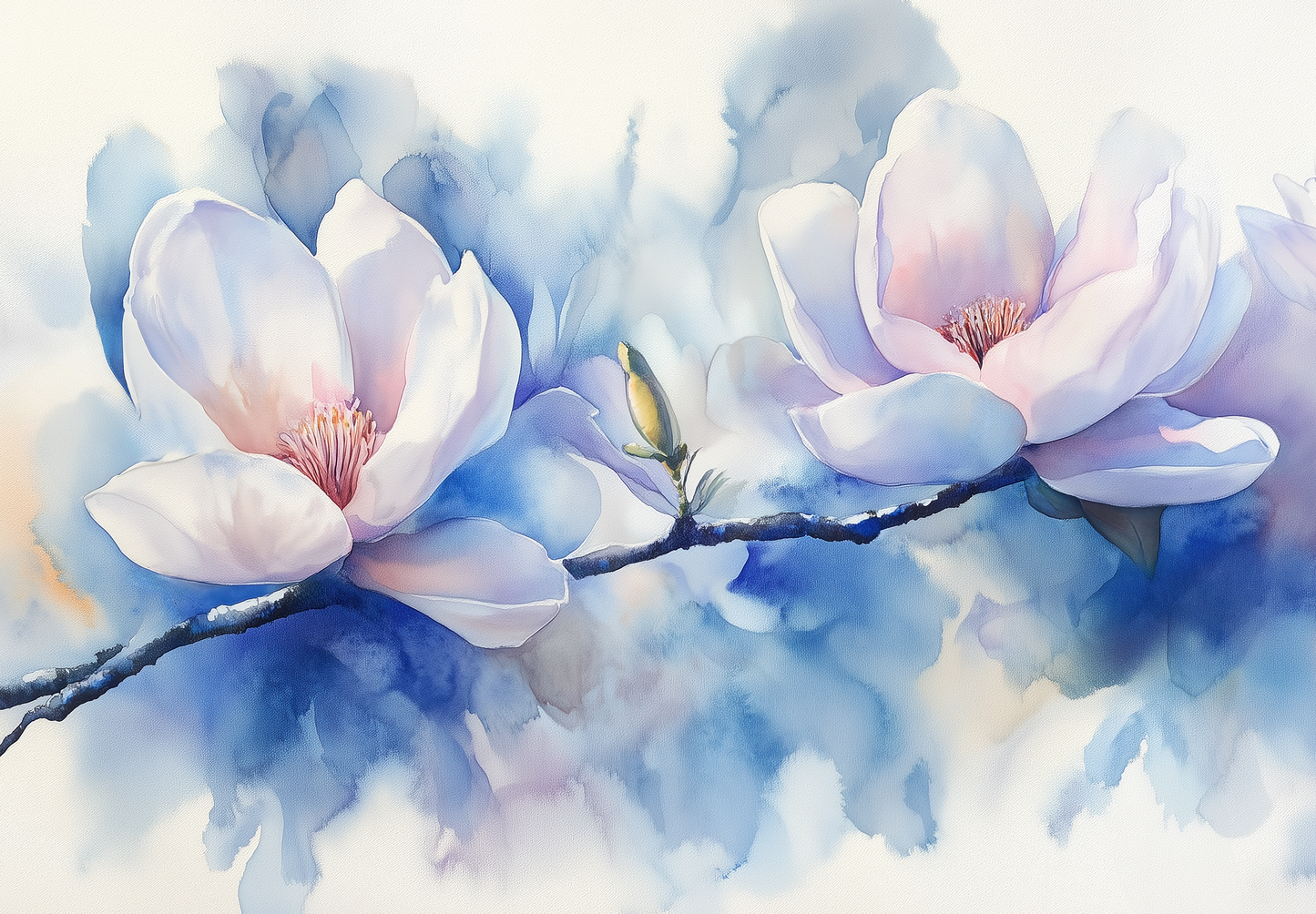 Magnolia Harmonie – Digitale Blütentapete im Aquarellstil
