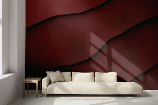 Burgundy Wave – Digitale Tapete mit abstraktem Wellenmotiv