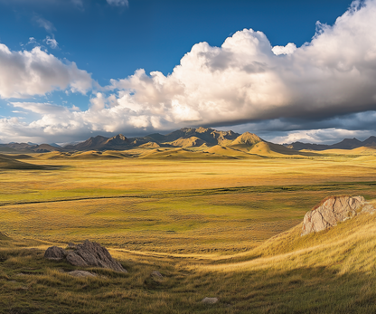 Golden Horizon – Selbstklebende Panorama-Tapete mit Landschaftsmotiv