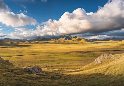 Golden Horizon – Selbstklebende Panorama-Tapete mit Landschaftsmotiv