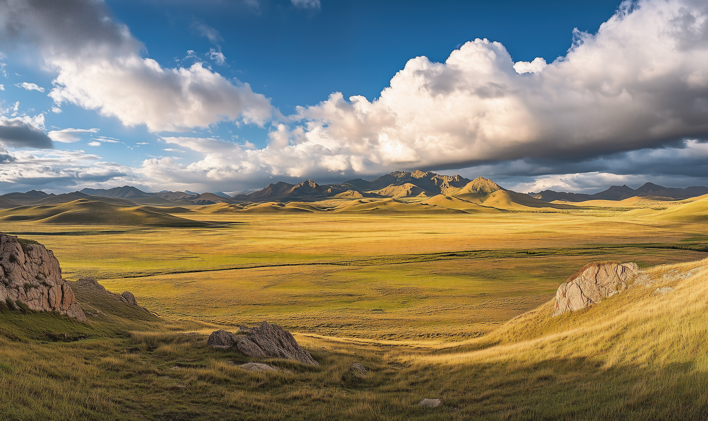 Golden Horizon – Selbstklebende Panorama-Tapete mit Landschaftsmotiv