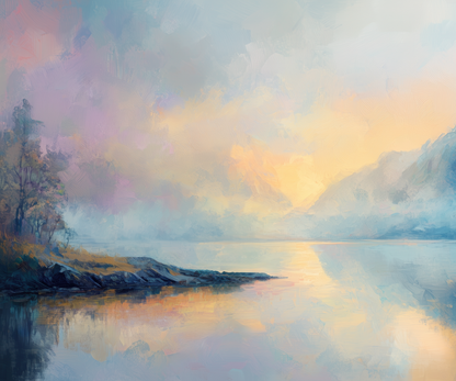 Nordlichtklang – Digitales Wandbild mit Fjordlandschaft