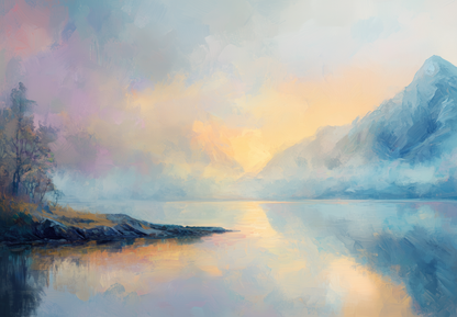 Nordlichtklang – Digitales Wandbild mit Fjordlandschaft