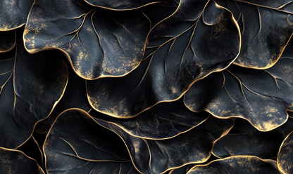 Golden Leaf Noir – Selbstklebende Fototapete mit luxuriösem Blattmotiv in Schwarz und Gold