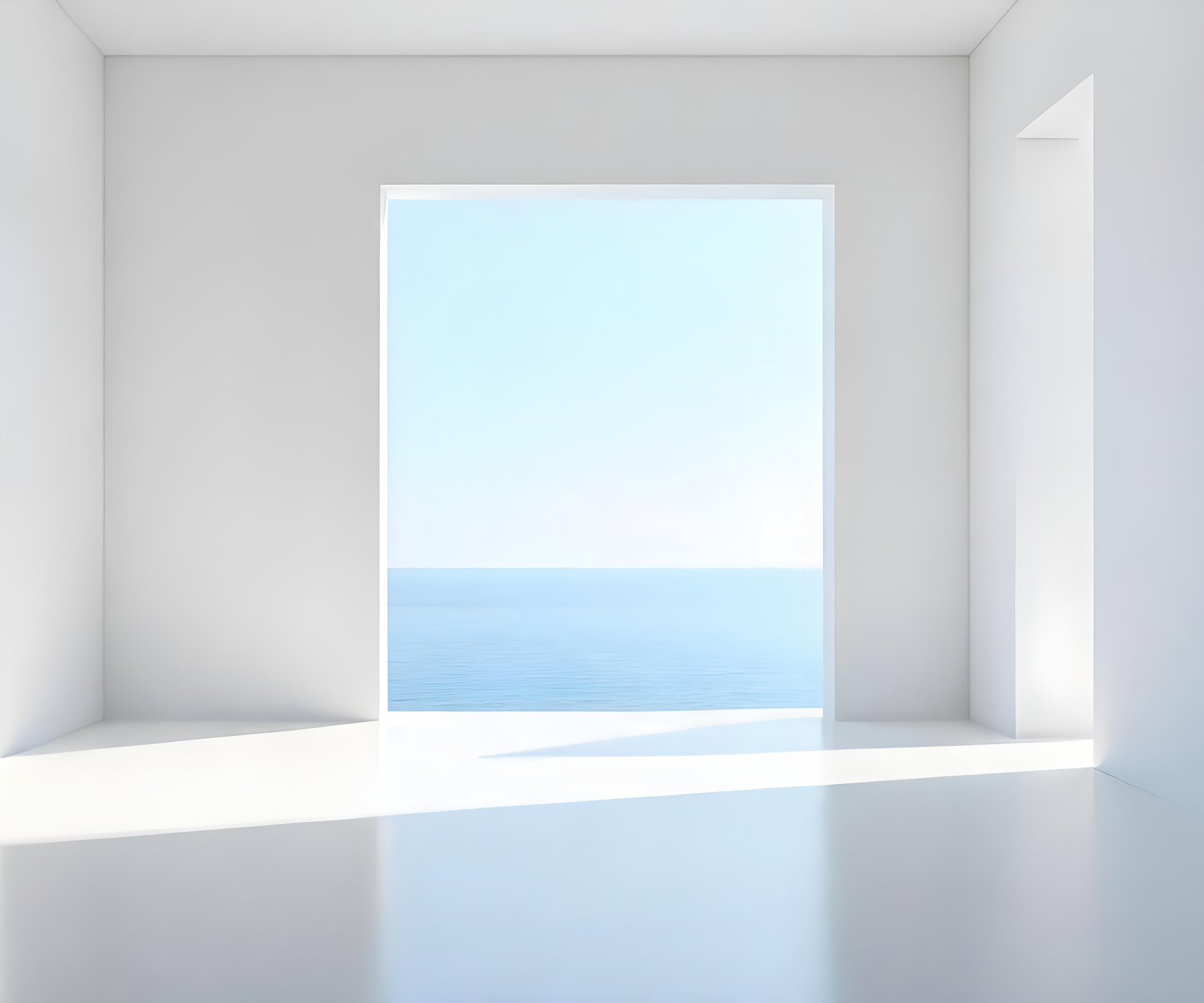Ozeanfenster – Selbstklebende Fototapete mit Meerblick im modernen Wandbild-Stil