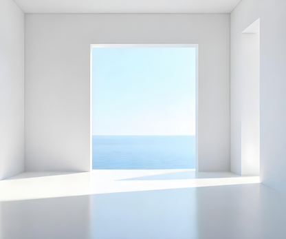 Ozeanfenster – Selbstklebende Fototapete mit Meerblick im modernen Wandbild-Stil