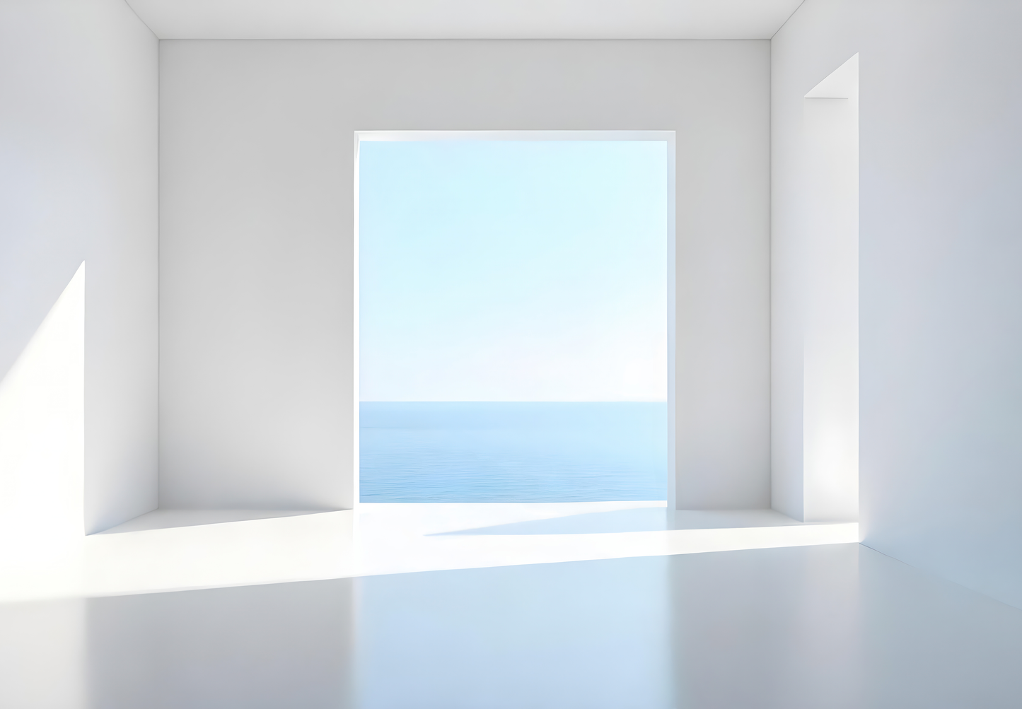 Ozeanfenster – Selbstklebende Fototapete mit Meerblick im modernen Wandbild-Stil