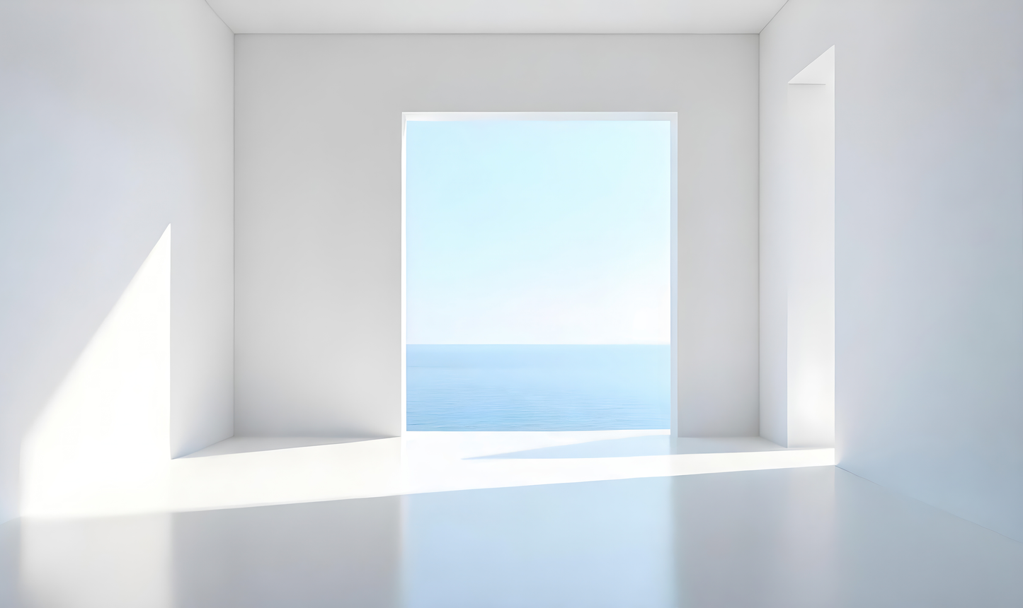 Ozeanfenster – Selbstklebende Fototapete mit Meerblick im modernen Wandbild-Stil