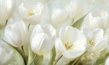 Blanche de Jardin – Selbstklebende Tapete mit weißen Tulpen und stiller Eleganz