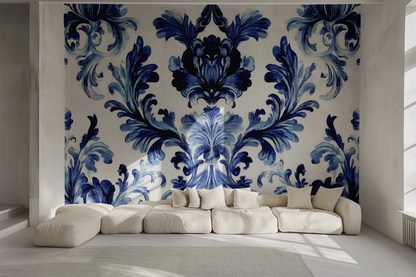 Château Bleu – Self-adhesive wallpaper in French ornamental style