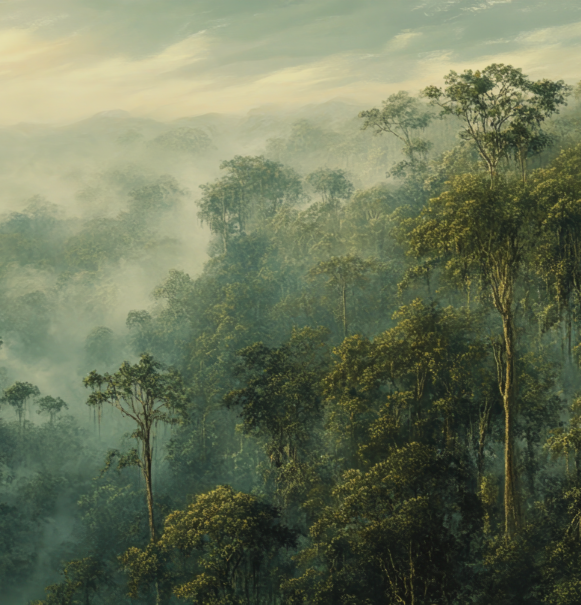 Selva Aurea bringt tropische Ruhe & Goldlicht an Ihre Wand – eine selbstklebende Panorama-Tapete für Räume mit emotionaler Tiefe & Naturverbundenheit.