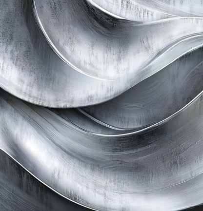 Metallische Tapete Steel Drift – silber-graue Struktur mit Industrie-Ästhetik – selbstklebende Digitaltapete für urbane Räume