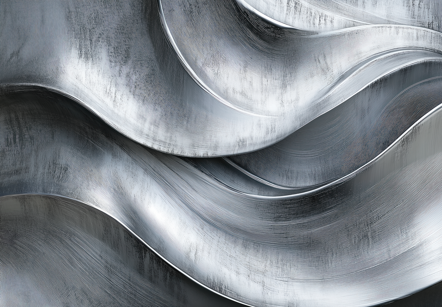 Metallische Tapete Steel Drift – silber-graue Struktur mit Industrie-Ästhetik – selbstklebende Digitaltapete für urbane Räume