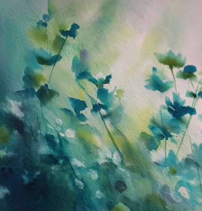 Aquarellwiese  - Selbstklebende Tapete | Wall of Nova