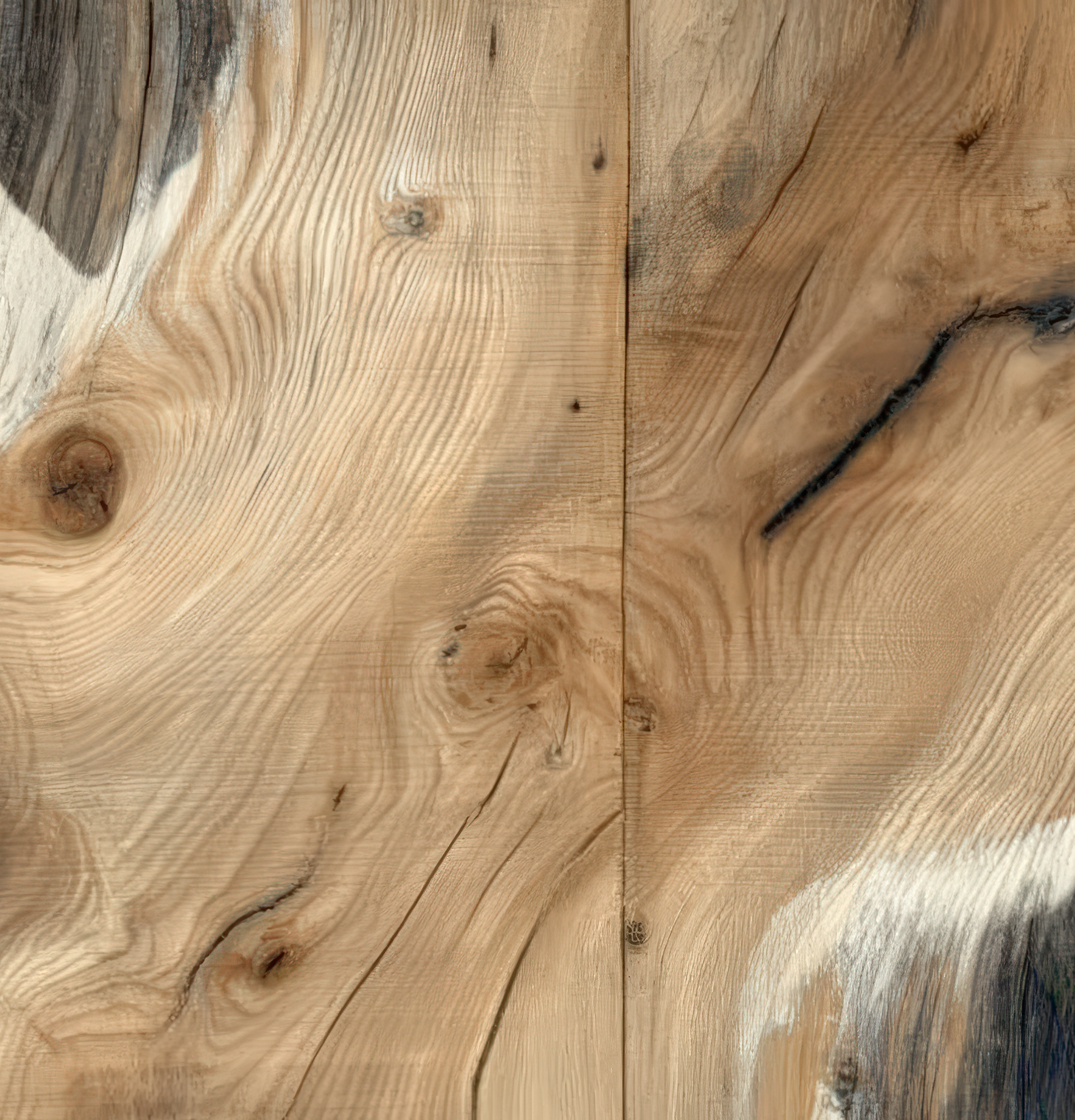 Detailansicht der Tapete „Scandi Wood“ mit realistischer Holzmaserung in natürlichen Beige- und Grautönen – skandinavischer Wohnstil
