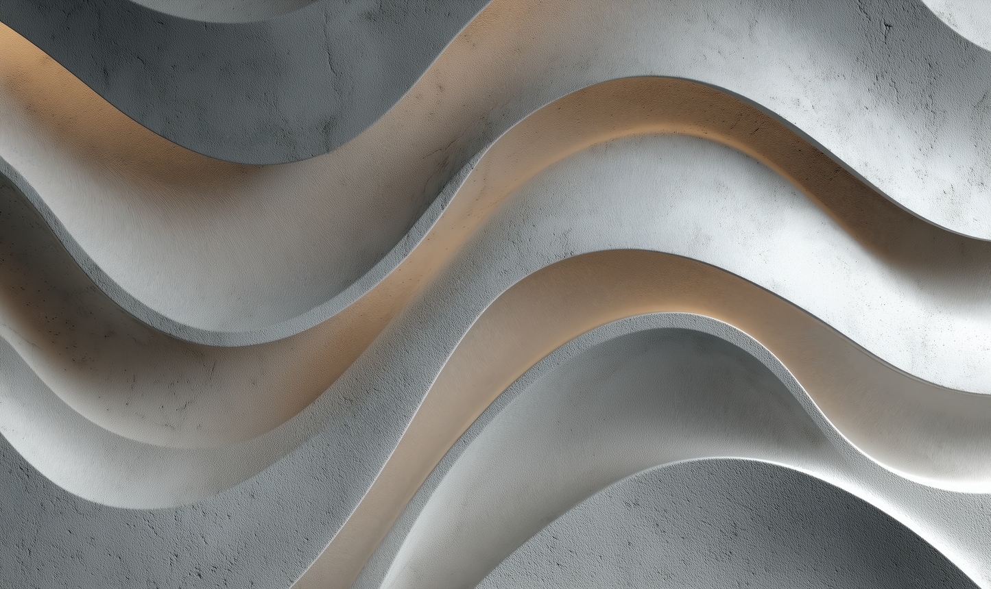 Selbstklebende Tapete mit 3D-Wellenstruktur in Grau- und Sandtönen. Modernes Wanddesign mit Betonoptik und plastischer Tiefenwirkung – ideal für architektonische Wohnräume und minimalistisches Interior.