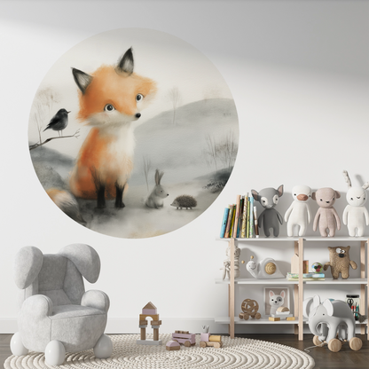 Wandsticker selbstklebend „Dot“ – Niedlicher Fuchs im Kreisdesign fürs Kinderzimmer | Wall of Nova