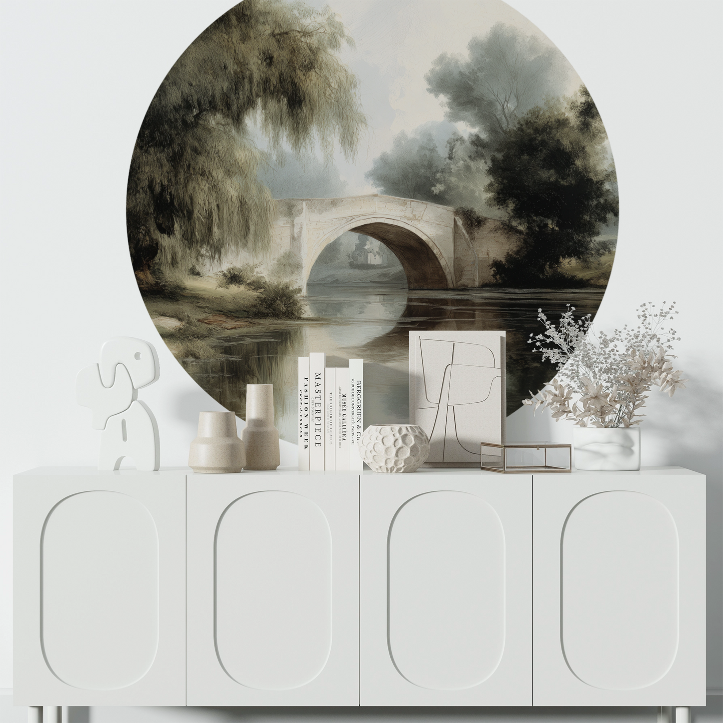 Runder Wandsticker Reflection – Landschaftsdesign für stilvolle Wohnräume | Wall of Nova