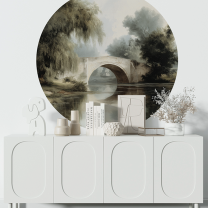 Runder Wandsticker Reflection – Landschaftsdesign für stilvolle Wohnräume | Wall of Nova