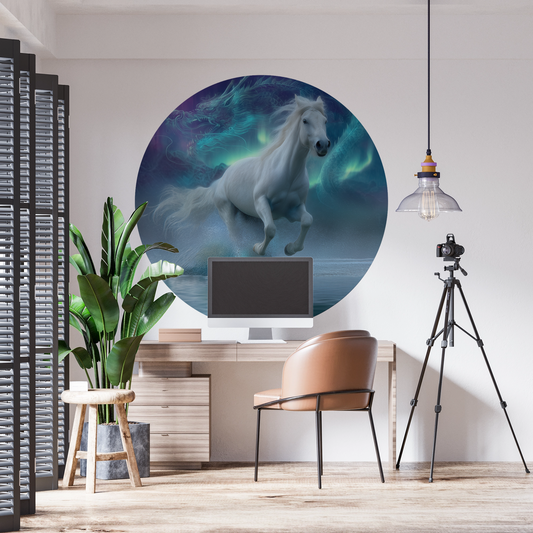 Wandsticker selbstklebend „Dot“ – Mystisches Pferd & Drachenmotiv im Kreisdesign  | Wall of Nova