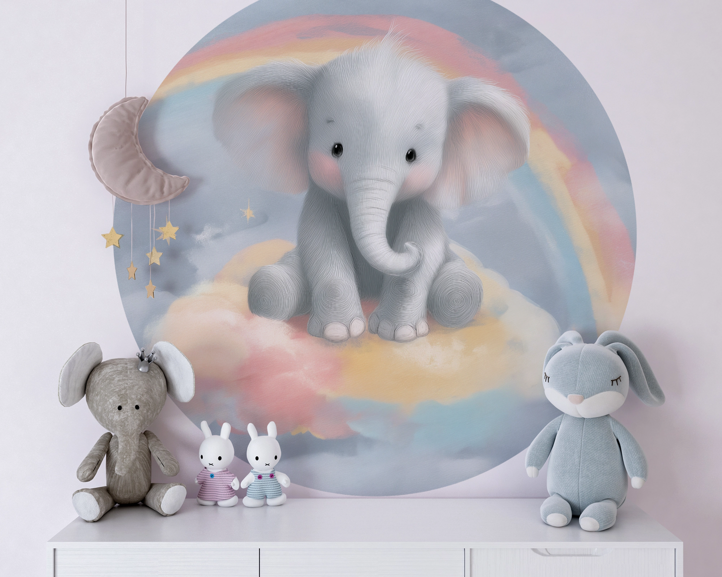 Wandsticker selbstklebend „Dot“ – Süßer Elefant im Kreisdesign fürs Kinderzimmer | Wall of Nova