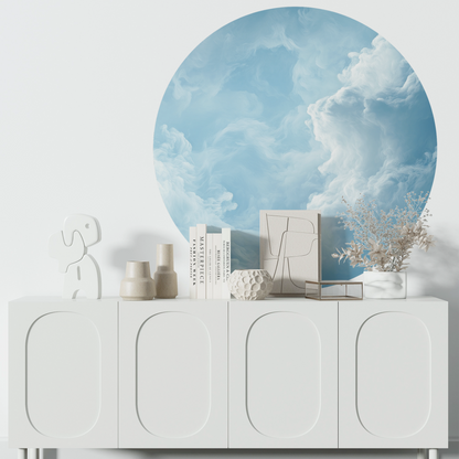 Cloud Bloom – Runder Wandsticker mit pastellfarbener Wolkenkomposition