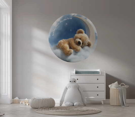 Schön, dass du da bist  - Runder Wandsticker selbstklebend | Wall of Nova